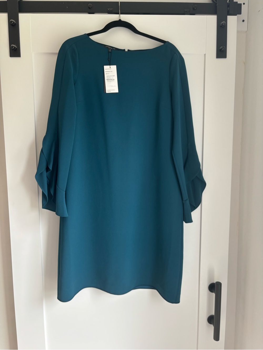 Lafayette 148 New York Teal Long-Sleeve Shift Dress